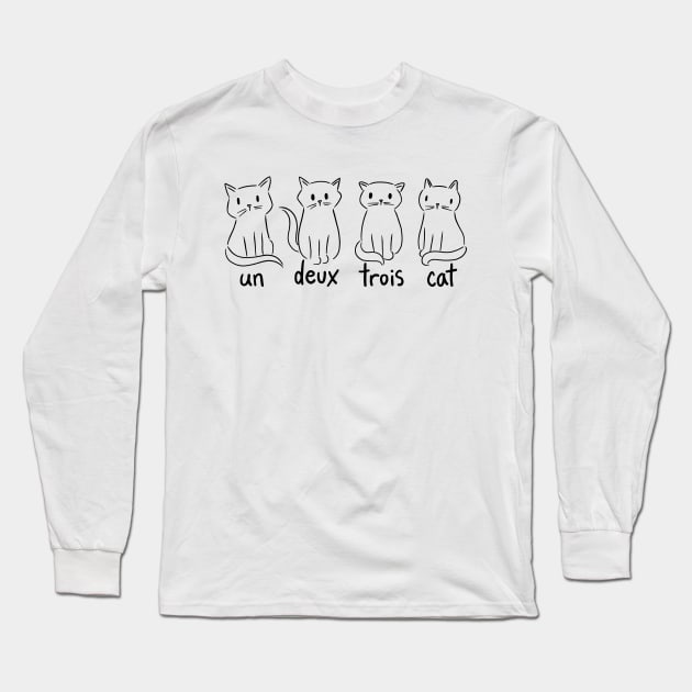 Un Deux Trois Cat Funny French Cat Long Sleeve T-Shirt by Visual Vibes